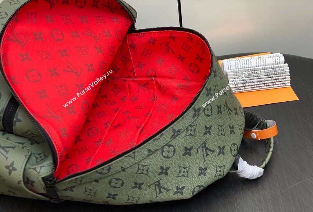 Louis Vuitton Monogram Canvas Discovery Backpack PM Bag M46802 Khaki Green/Vermillion Red 2023 (kiki-23111316)