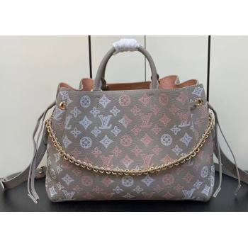 Louis Vuitton Mahina perforated calfskin leather Bella Tote Bag M23395 Flight Mode Gray 2023 (kiki-23111350)