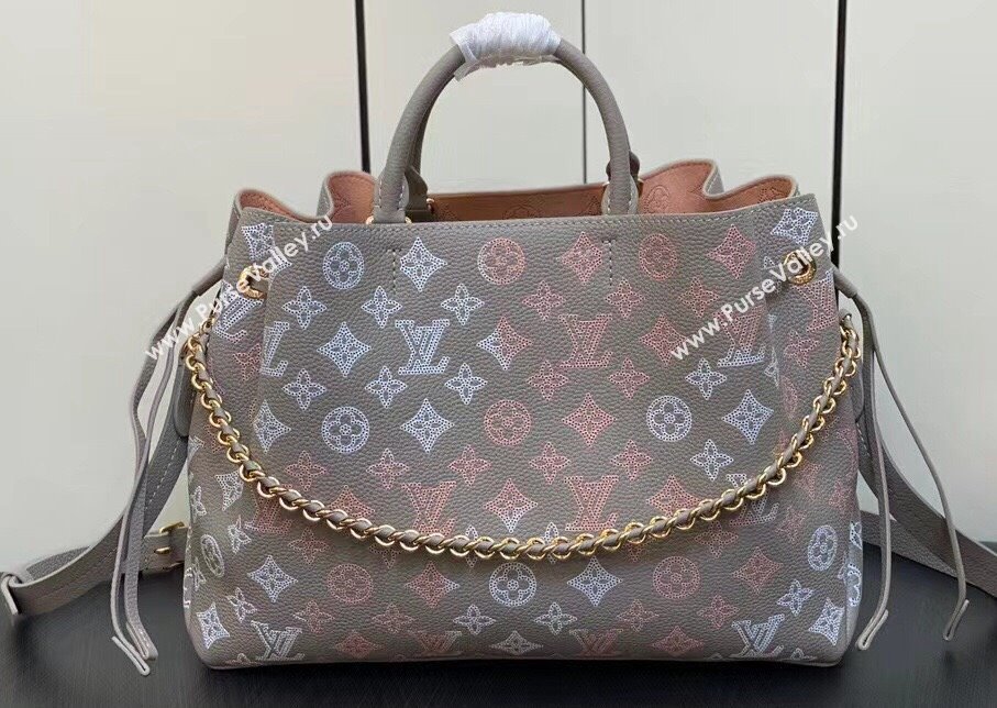 Louis Vuitton Mahina perforated calfskin leather Bella Tote Bag M23395 Flight Mode Gray 2023 (kiki-23111350)
