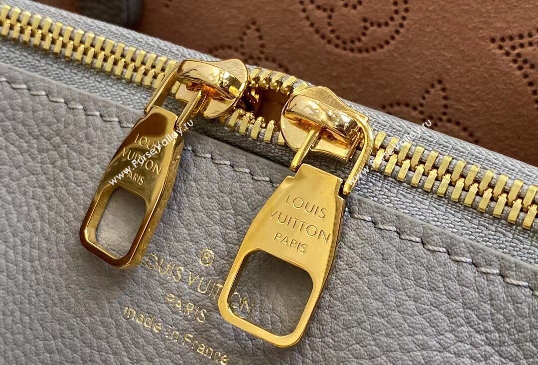 Louis Vuitton Mahina perforated calfskin leather Bella Tote Bag M23395 Flight Mode Gray 2023 (kiki-23111350)