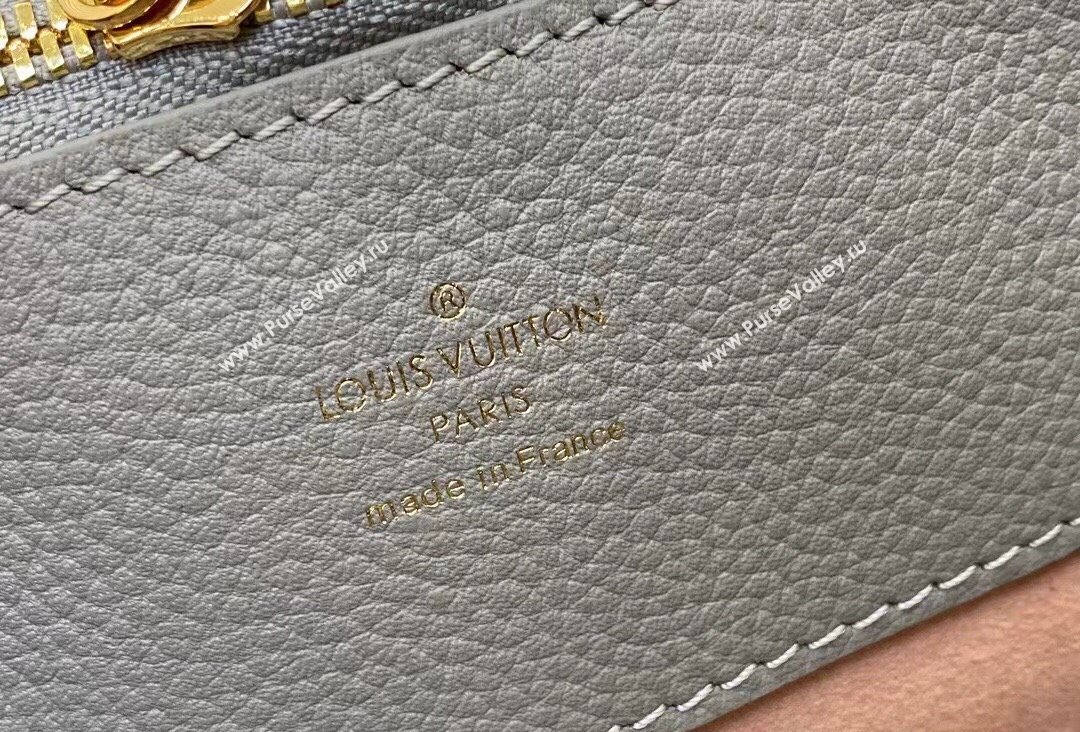 Louis Vuitton Mahina perforated calfskin leather Bella Tote Bag M23395 Flight Mode Gray 2023 (kiki-23111350)