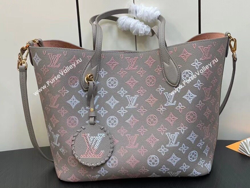 Louis Vuitton Mahina perforated calfskin leather Blossom MM Bag M23387 Flight Mode Gray 2023 (kiki-23111346)