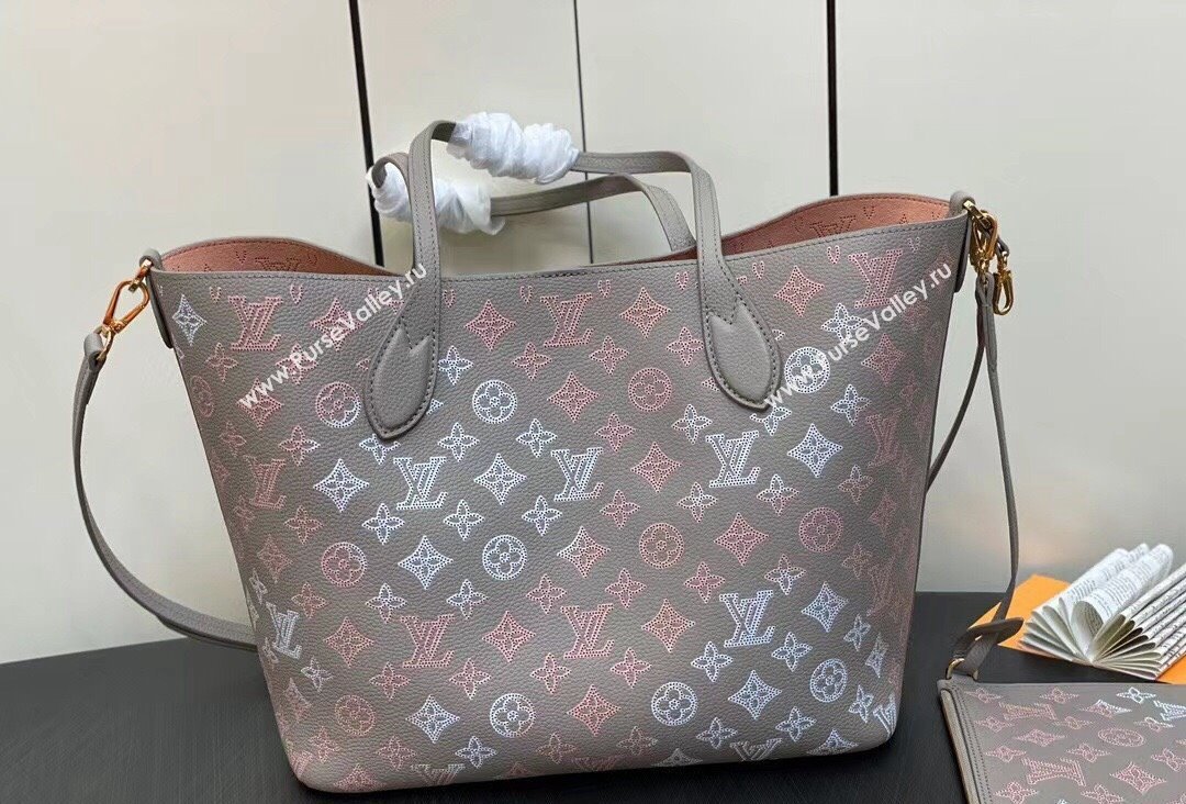 Louis Vuitton Mahina perforated calfskin leather Blossom MM Bag M23387 Flight Mode Gray 2023 (kiki-23111346)