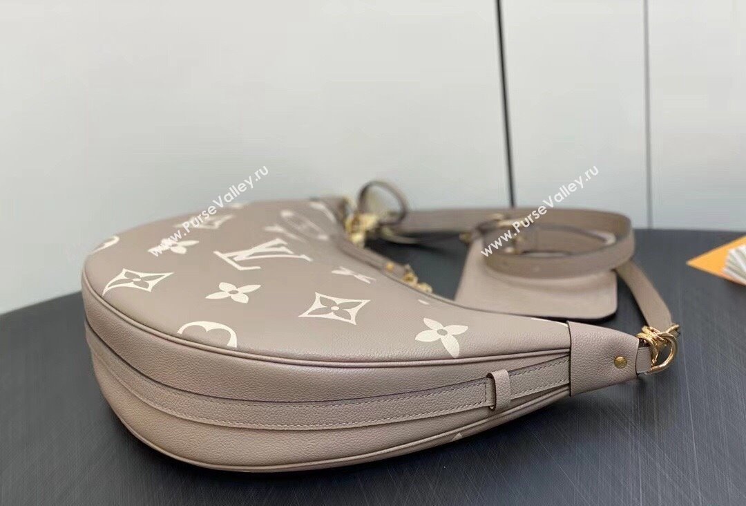 Louis Vuitton Monogram Empreinte Leather Loop Hobo Bag M46738 Dove Gray/Cream 2023 (kiki-23111323)