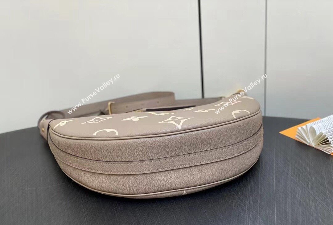 Louis Vuitton Monogram Empreinte Leather Loop Hobo Bag M46738 Dove Gray/Cream 2023 (kiki-23111323)