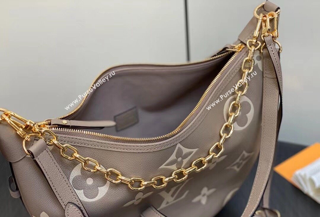 Louis Vuitton Monogram Empreinte Leather Loop Hobo Bag M46738 Dove Gray/Cream 2023 (kiki-23111323)