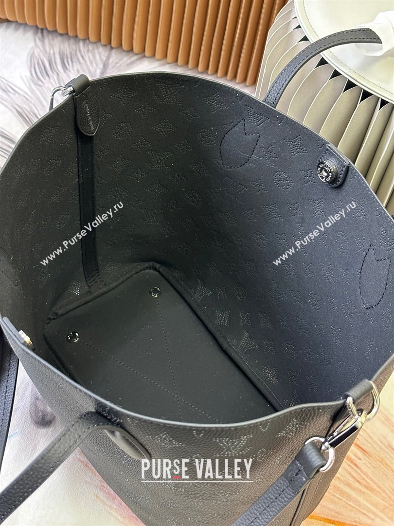 Louis Vuitton Mahina perforated calfskin leather Blossom MM Bag M21851 Black 2023 (kiki-23111347)