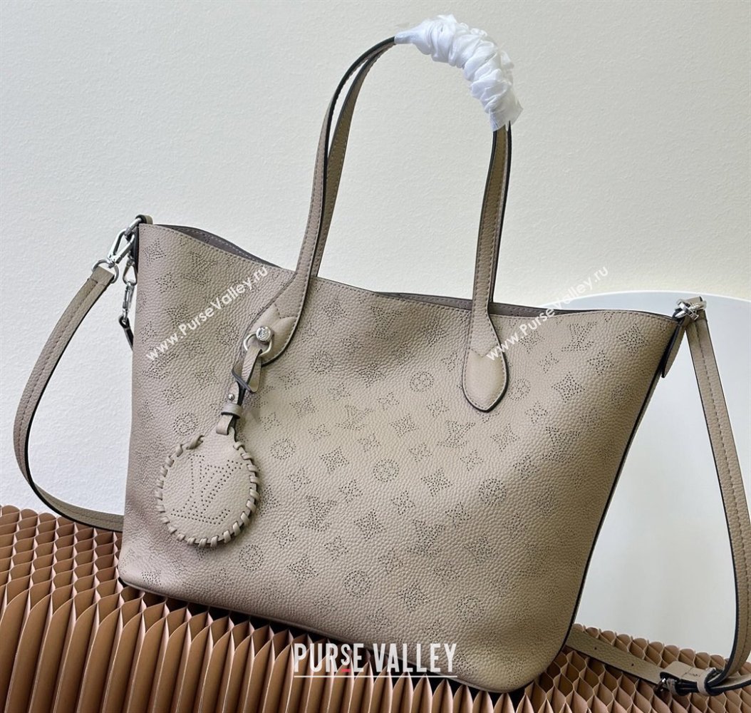Louis Vuitton Mahina perforated calfskin leather Blossom MM Bag M21852 Galet Beige 2023 (kiki-23111349)