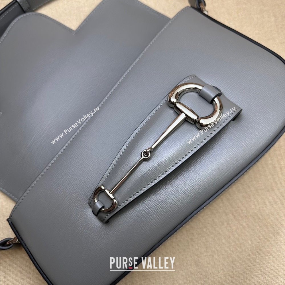 Gucci Horsebit 1955 small shoulder bag 764155 leather Gray (dlh-23111421)