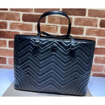 Gucci GG Marmont large tote bag 739684 matelassé chevron leather Black 2024 (dlh-23112304)