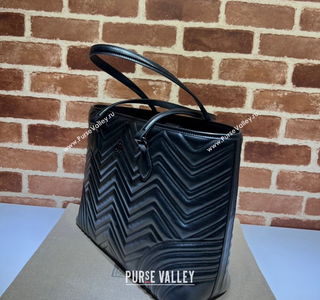 Gucci GG Marmont large tote bag 739684 matelassé chevron leather Black 2024 (dlh-23112304)