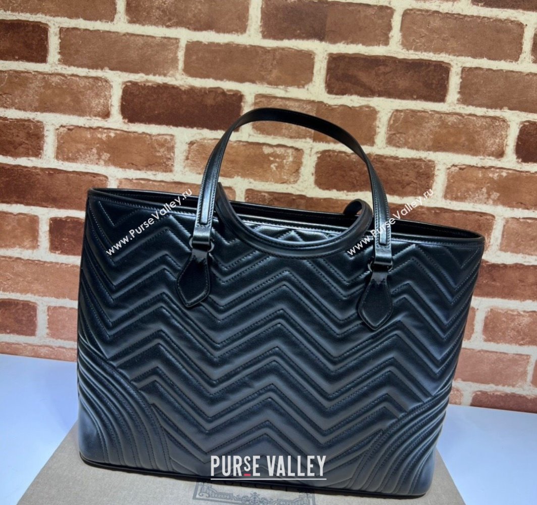 Gucci GG Marmont large tote bag 739684 matelassé chevron leather Black 2024 (dlh-23112304)