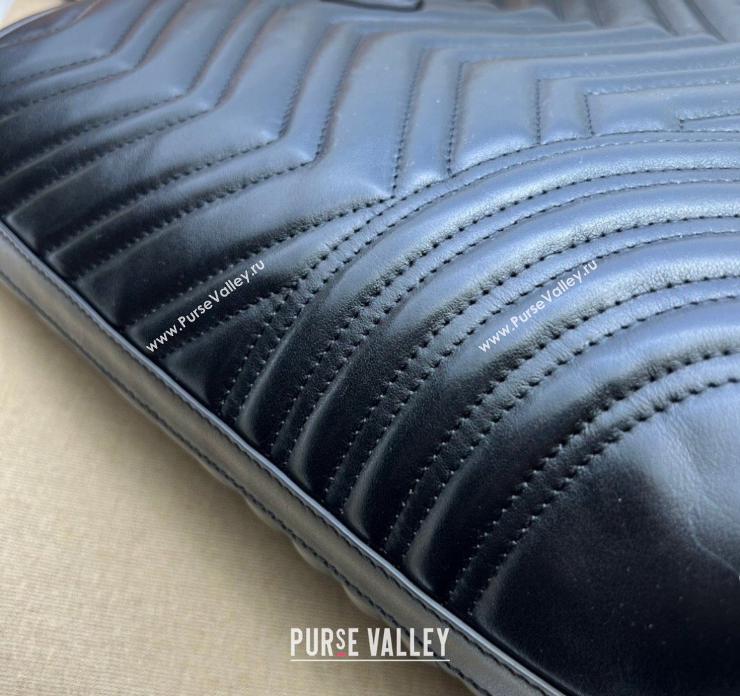 Gucci GG Marmont large tote bag 739684 matelassé chevron leather Black 2024 (dlh-23112304)