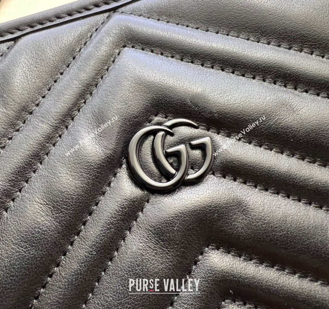 Gucci GG Marmont large tote bag 739684 matelassé chevron leather Black 2024 (dlh-23112304)