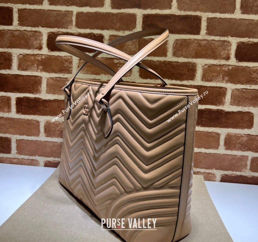 Gucci GG Marmont large tote bag 739684 matelassé chevron leather Beige 2024 (dlh-23112305)