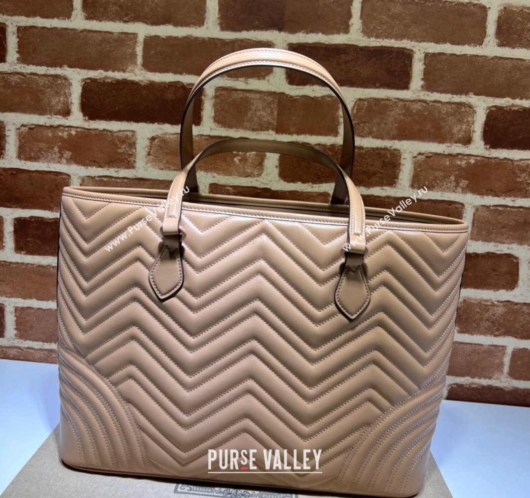 Gucci GG Marmont large tote bag 739684 matelassé chevron leather Beige 2024 (dlh-23112305)