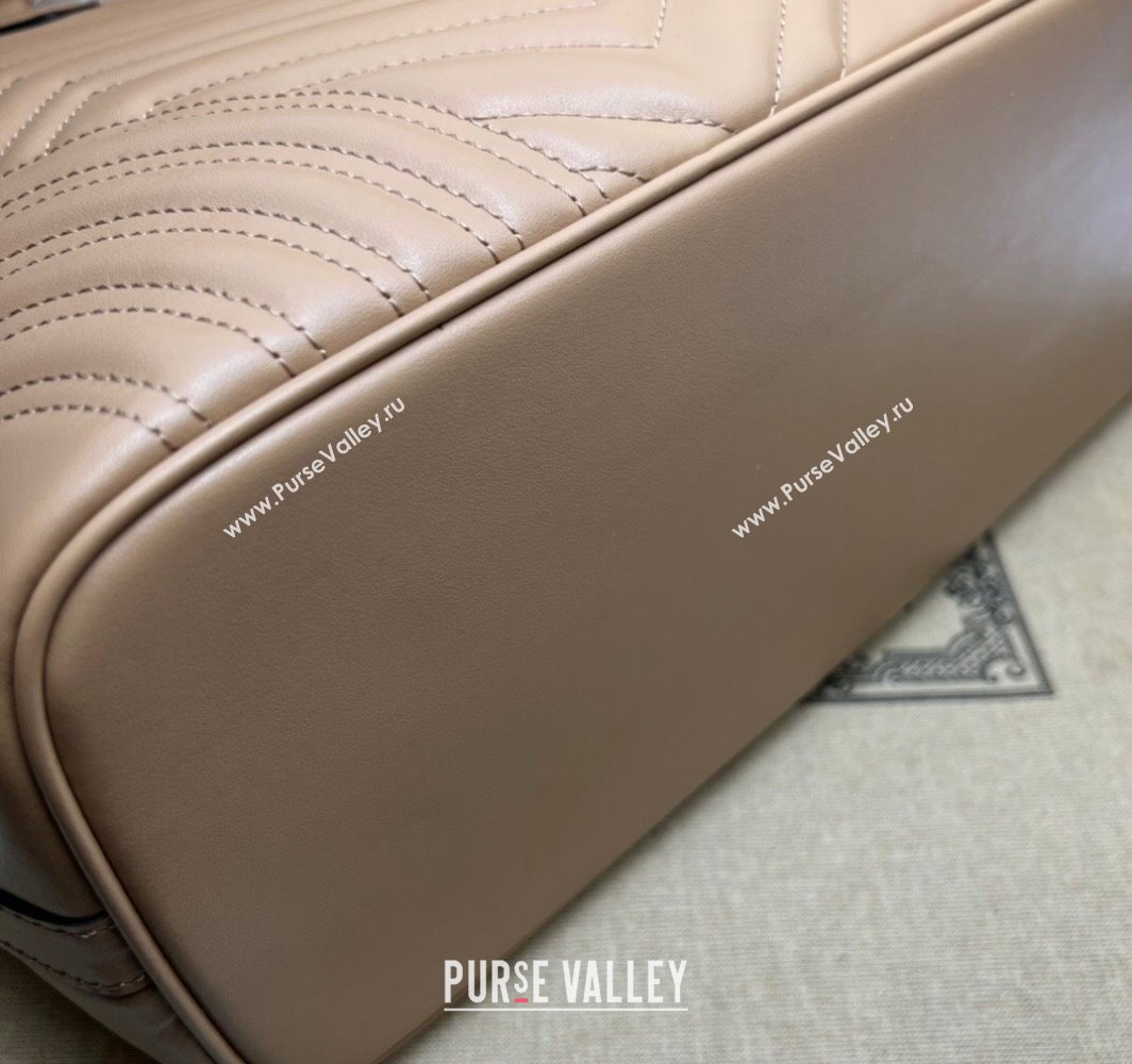 Gucci GG Marmont large tote bag 739684 matelassé chevron leather Beige 2024 (dlh-23112305)