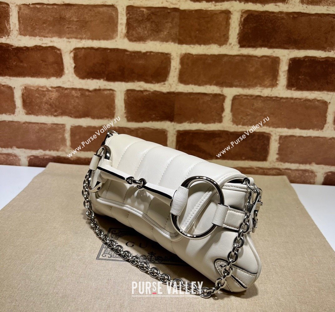 Gucci Horsebit Chain small shoulder bag 764339 quilted leather White (dlh-23111411)