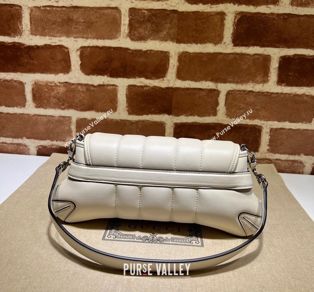Gucci Horsebit Chain small shoulder bag 764339 quilted leather White (dlh-23111411)