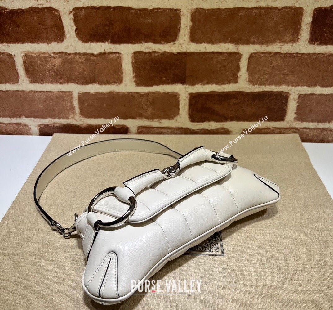 Gucci Horsebit Chain small shoulder bag 764339 quilted leather White (dlh-23111411)