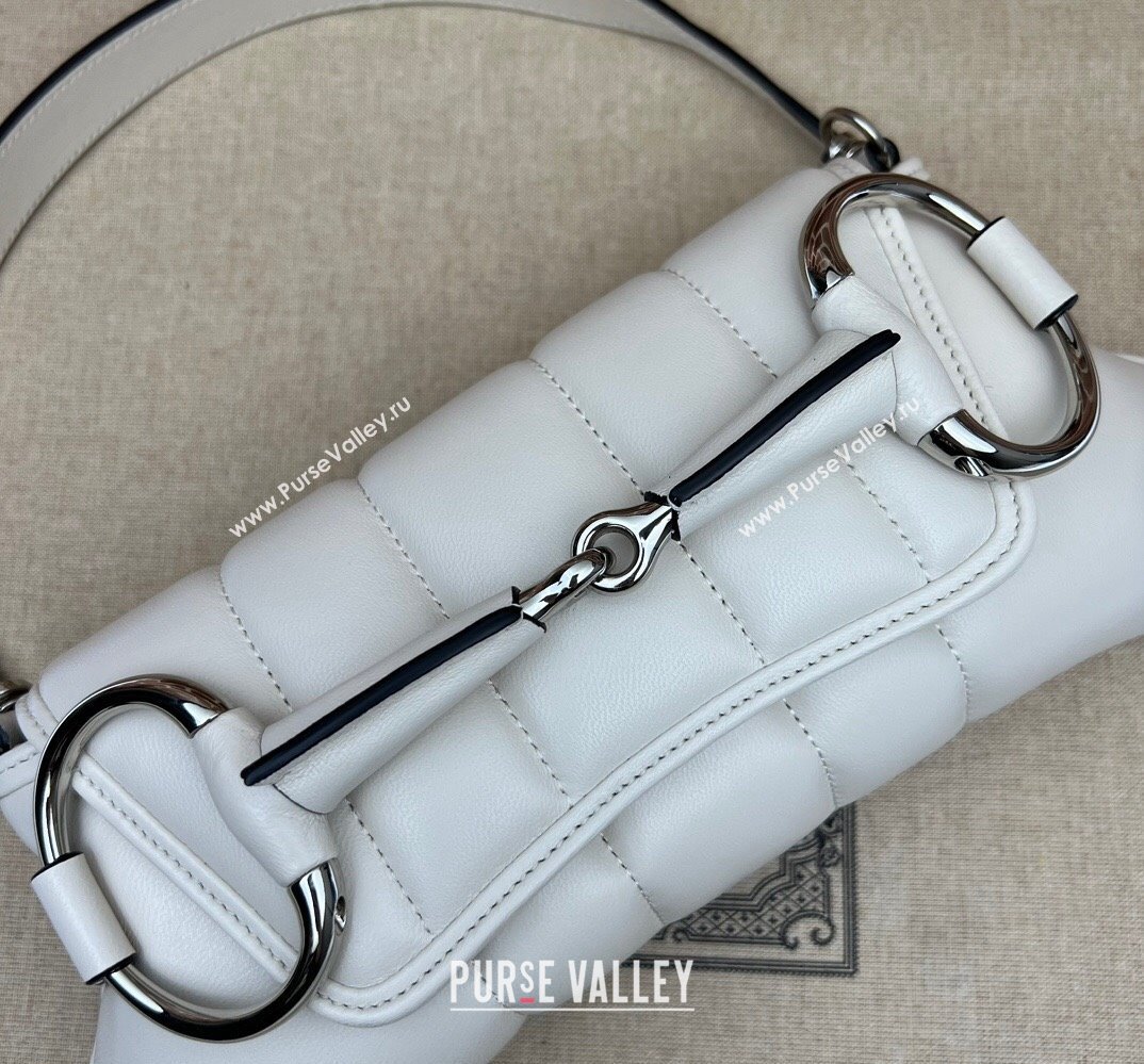 Gucci Horsebit Chain small shoulder bag 764339 quilted leather White (dlh-23111411)