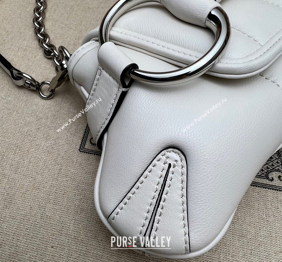 Gucci Horsebit Chain small shoulder bag 764339 quilted leather White (dlh-23111411)