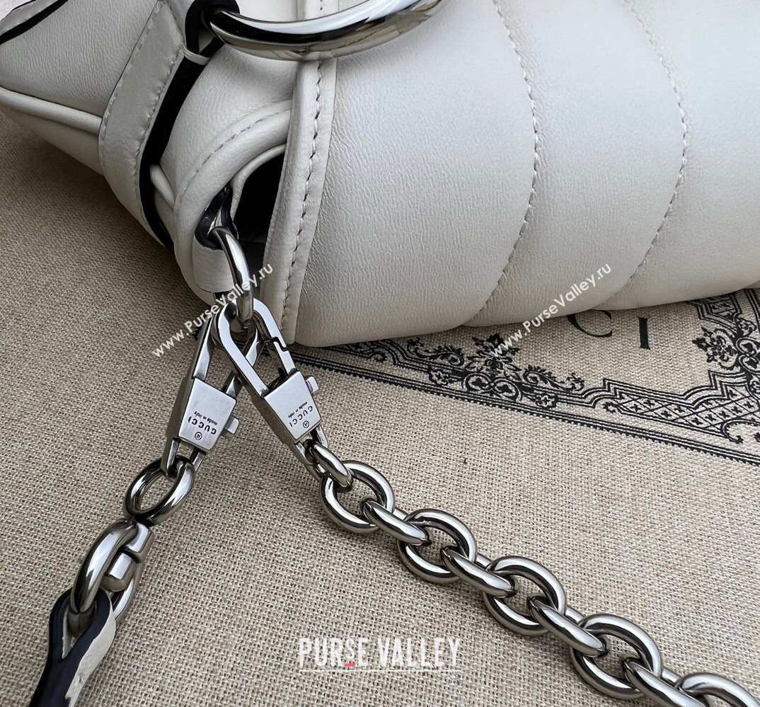 Gucci Horsebit Chain small shoulder bag 764339 quilted leather White (dlh-23111411)