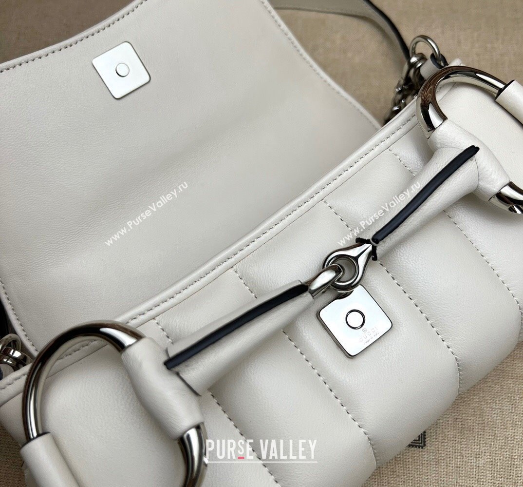Gucci Horsebit Chain small shoulder bag 764339 quilted leather White (dlh-23111411)