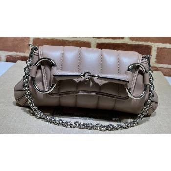 Gucci Horsebit Chain small shoulder bag 764339 quilted leather Nude (dlh-23111414)