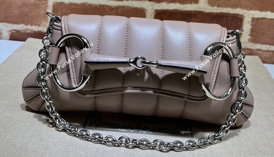 Gucci Horsebit Chain small shoulder bag 764339 quilted leather Nude (dlh-23111414)