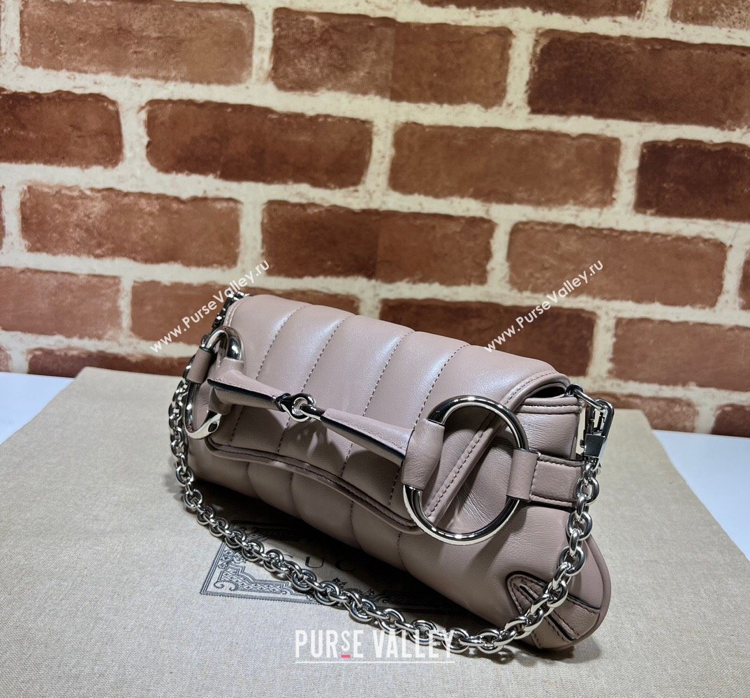 Gucci Horsebit Chain small shoulder bag 764339 quilted leather Nude (dlh-23111414)