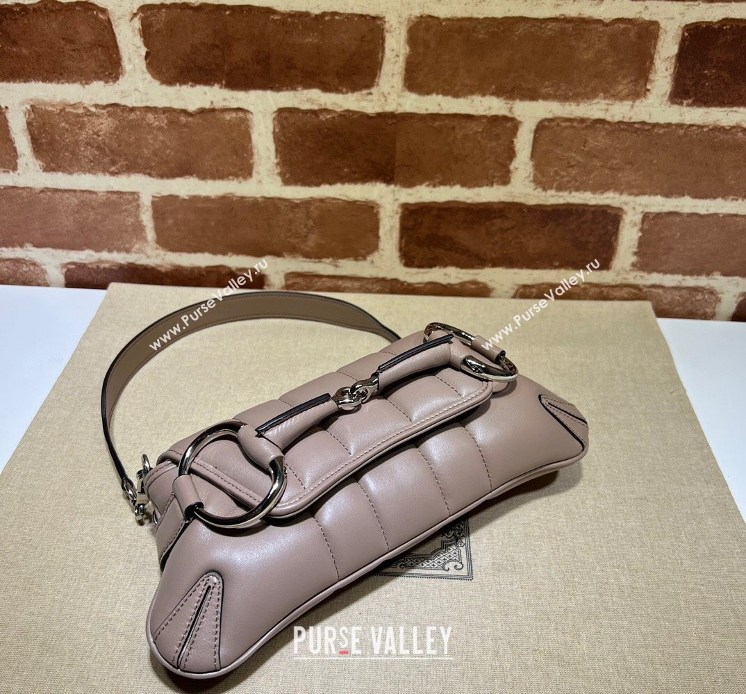 Gucci Horsebit Chain small shoulder bag 764339 quilted leather Nude (dlh-23111414)