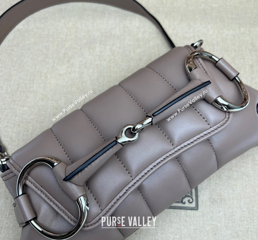 Gucci Horsebit Chain small shoulder bag 764339 quilted leather Nude (dlh-23111414)