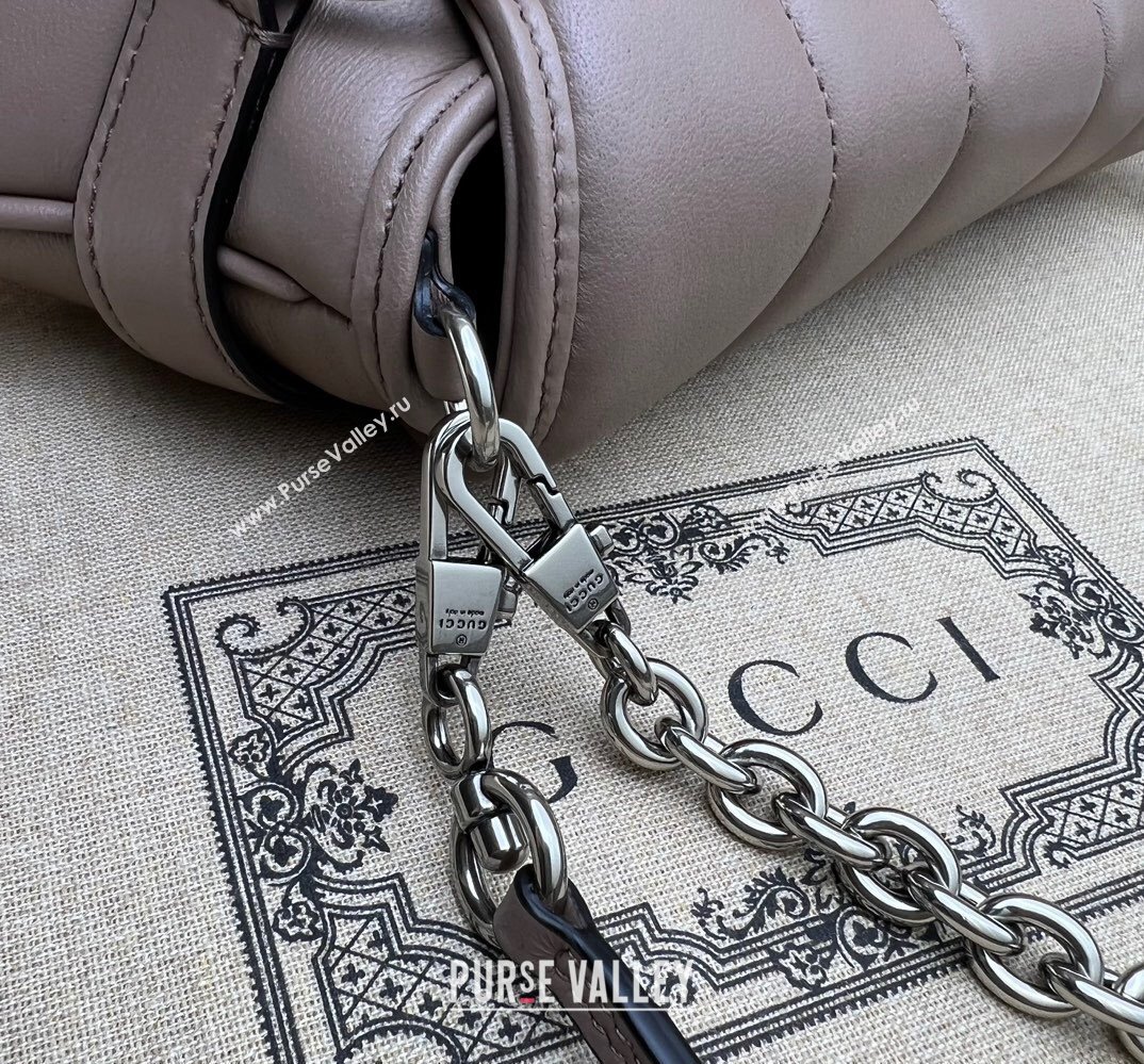 Gucci Horsebit Chain small shoulder bag 764339 quilted leather Nude (dlh-23111414)