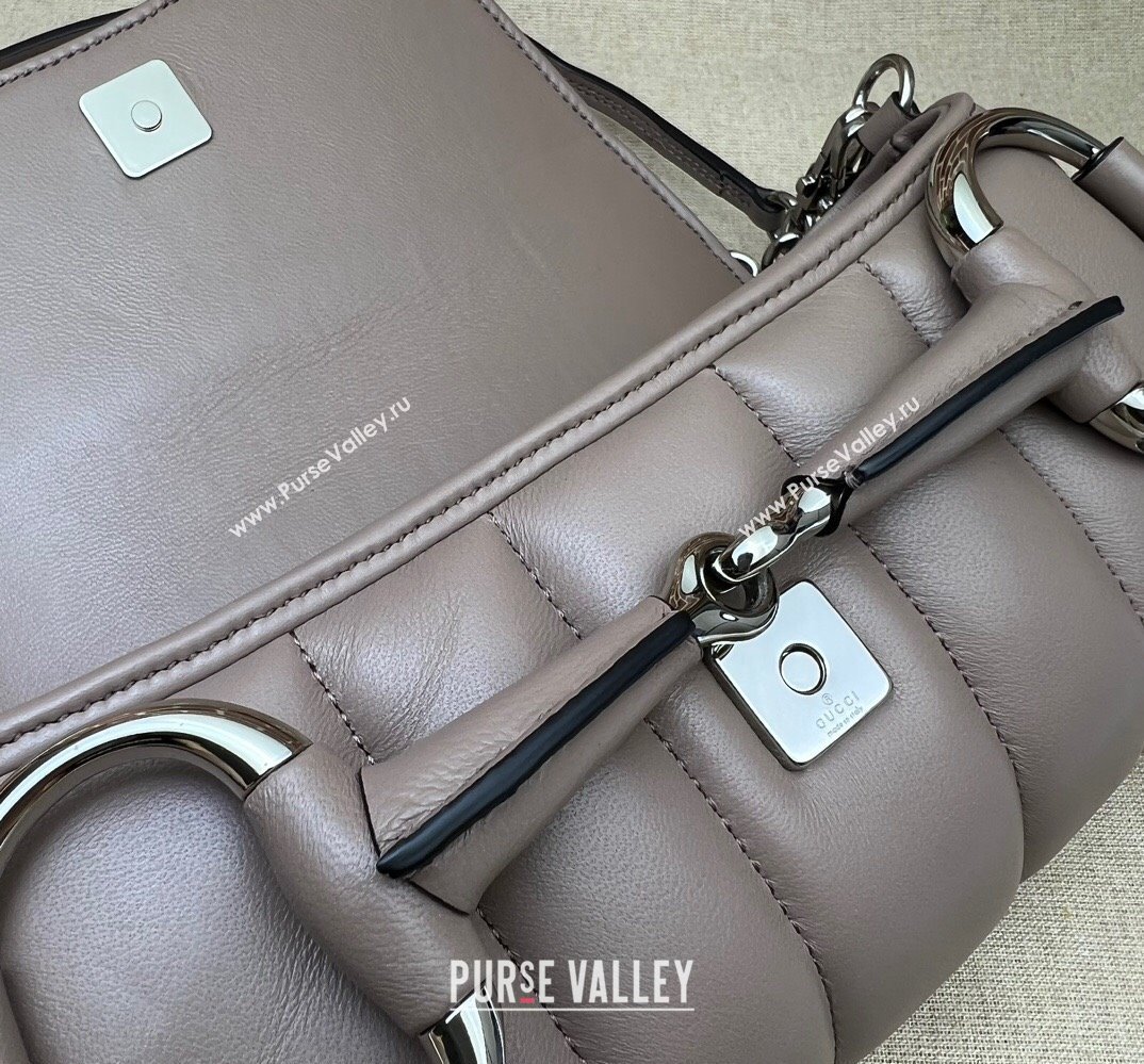 Gucci Horsebit Chain small shoulder bag 764339 quilted leather Nude (dlh-23111414)