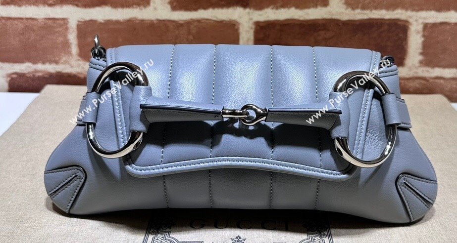 Gucci Horsebit Chain small shoulder bag 764339 quilted leather Gray (dlh-23111416)