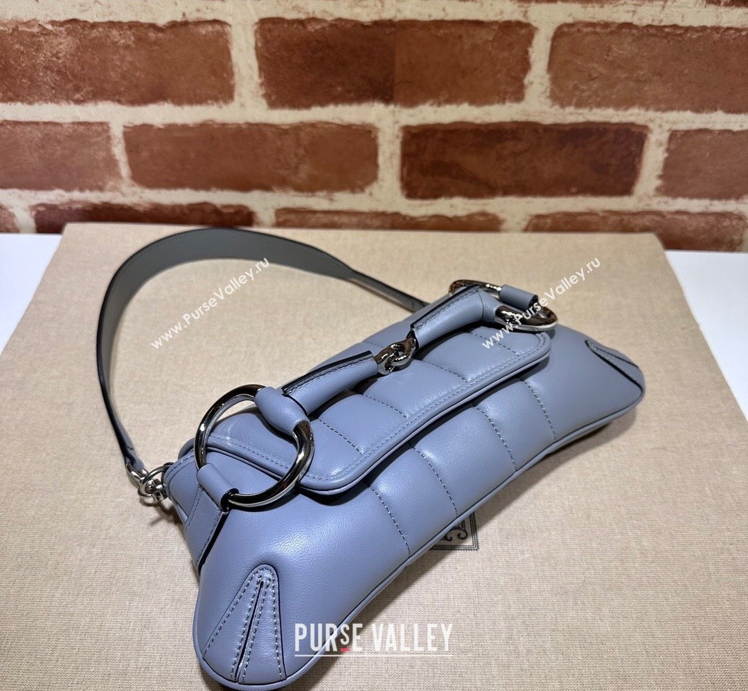 Gucci Horsebit Chain small shoulder bag 764339 quilted leather Gray (dlh-23111416)