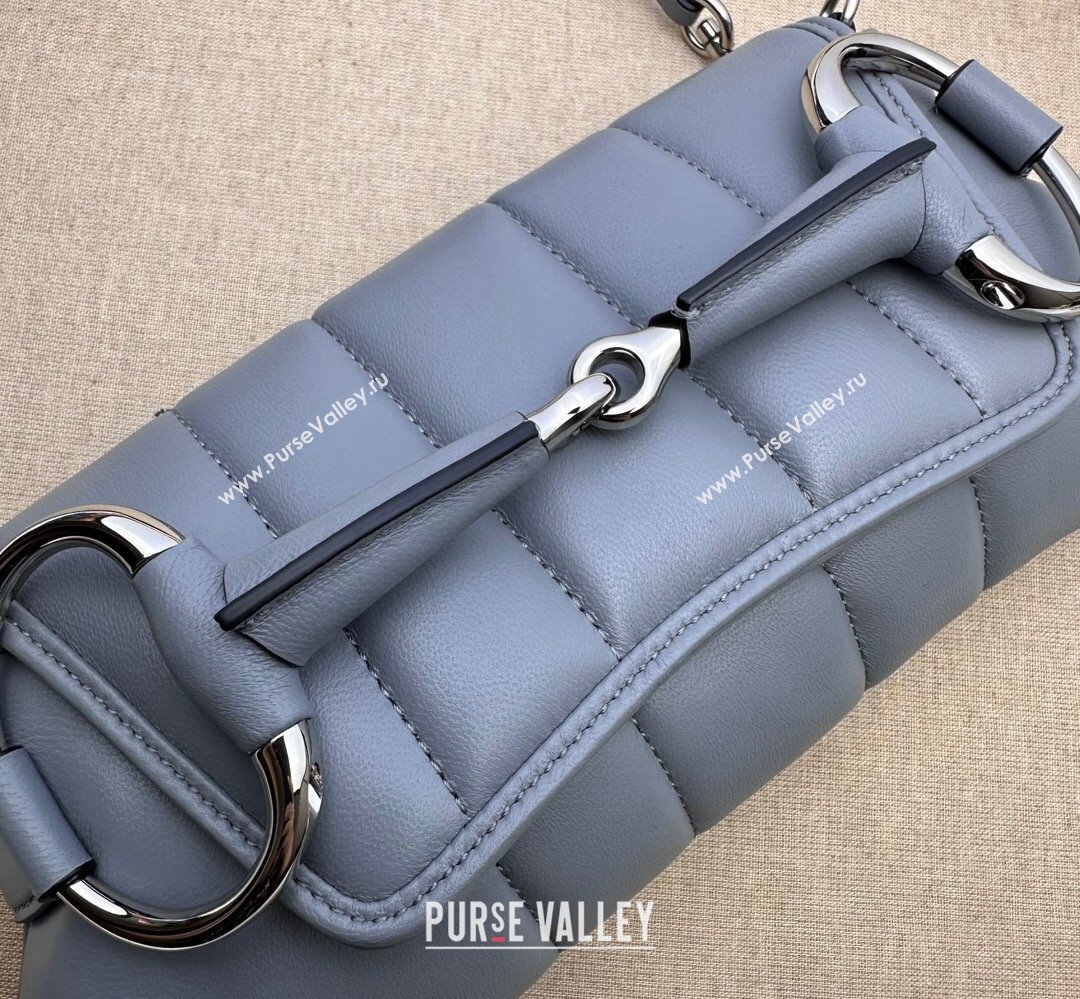 Gucci Horsebit Chain small shoulder bag 764339 quilted leather Gray (dlh-23111416)