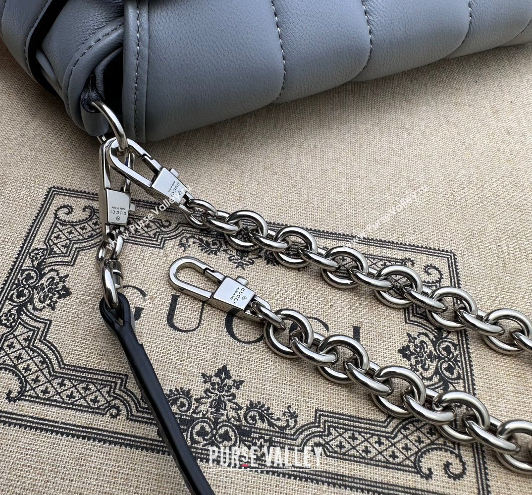 Gucci Horsebit Chain small shoulder bag 764339 quilted leather Gray (dlh-23111416)