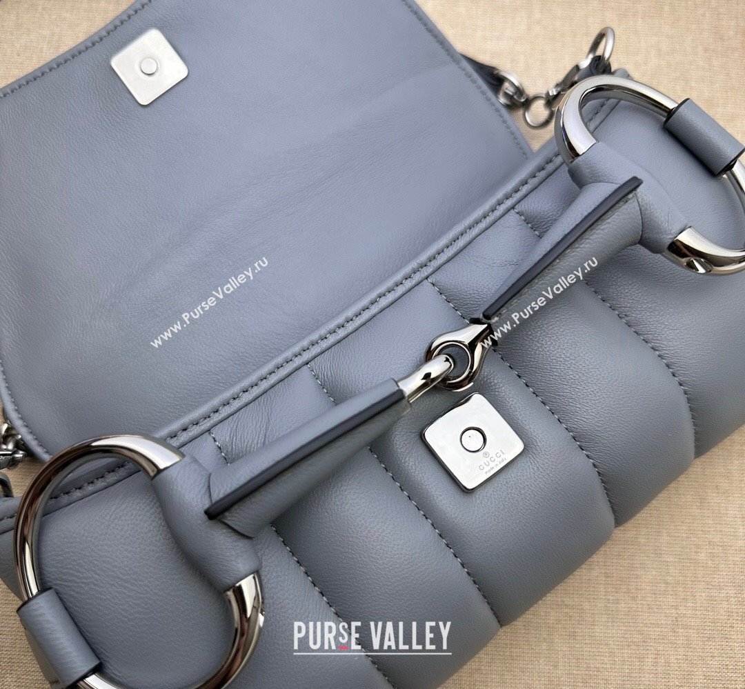 Gucci Horsebit Chain small shoulder bag 764339 quilted leather Gray (dlh-23111416)