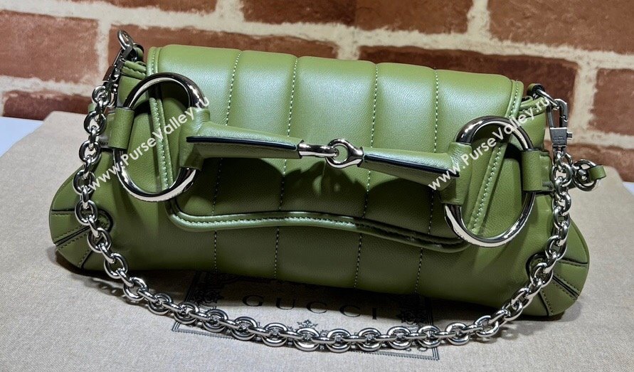 Gucci Horsebit Chain small shoulder bag 764339 quilted leather Green (dlh-23111415)