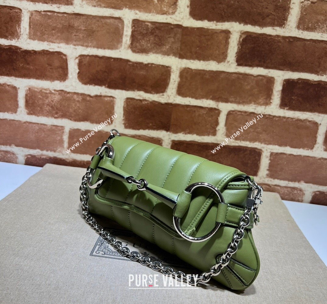 Gucci Horsebit Chain small shoulder bag 764339 quilted leather Green (dlh-23111415)