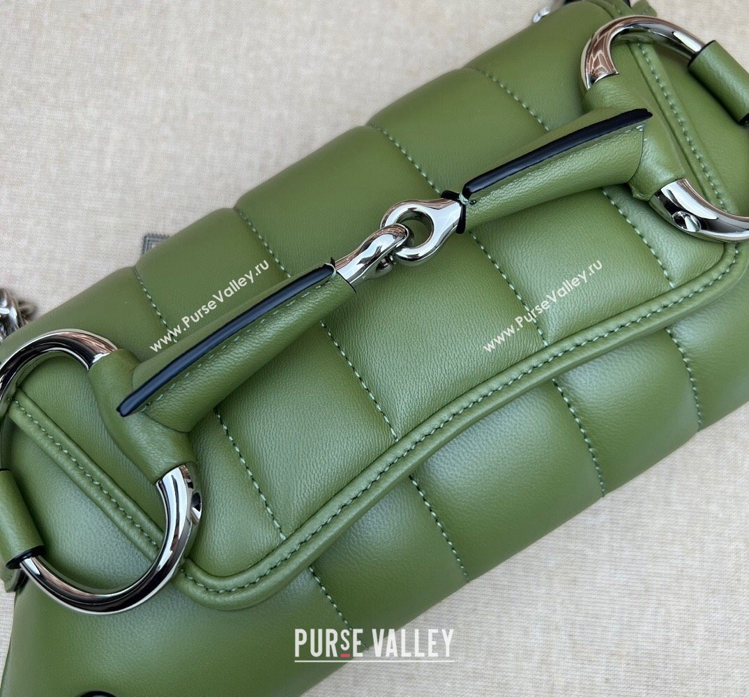 Gucci Horsebit Chain small shoulder bag 764339 quilted leather Green (dlh-23111415)