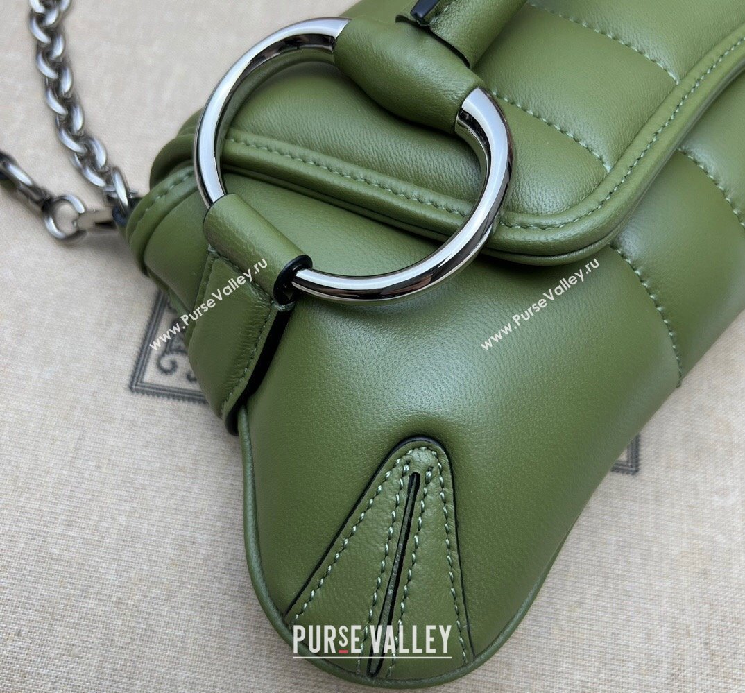 Gucci Horsebit Chain small shoulder bag 764339 quilted leather Green (dlh-23111415)