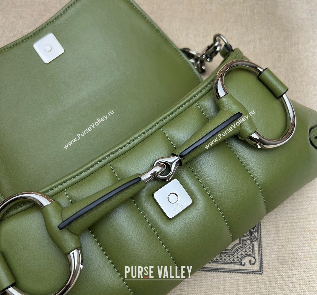 Gucci Horsebit Chain small shoulder bag 764339 quilted leather Green (dlh-23111415)