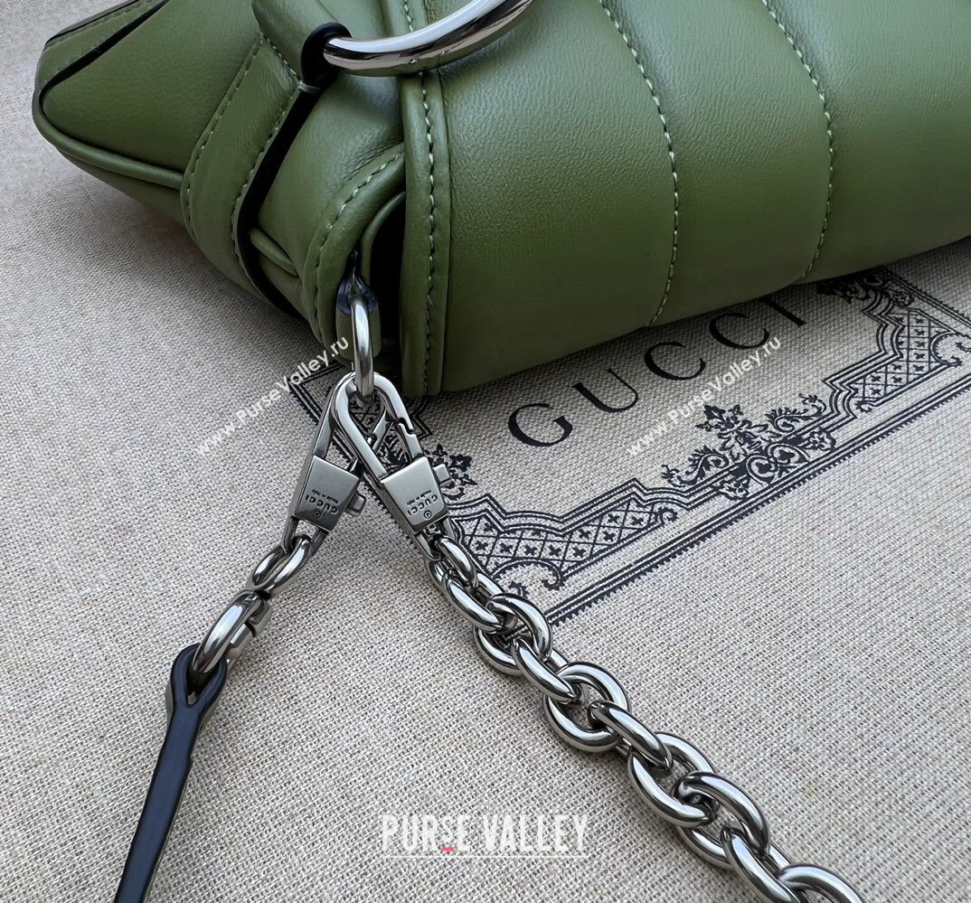 Gucci Horsebit Chain small shoulder bag 764339 quilted leather Green (dlh-23111415)