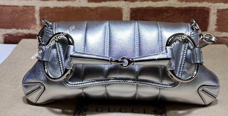 Gucci Horsebit Chain small shoulder bag 764339 quilted leather Silver (dlh-23111417)
