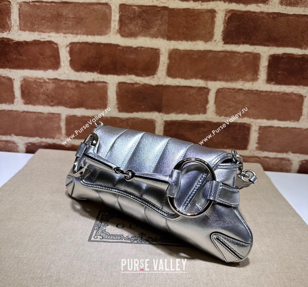 Gucci Horsebit Chain small shoulder bag 764339 quilted leather Silver (dlh-23111417)