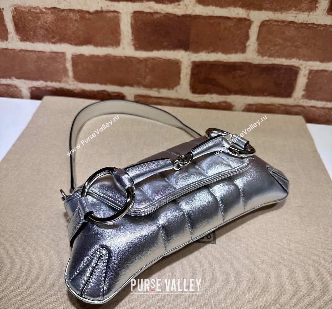 Gucci Horsebit Chain small shoulder bag 764339 quilted leather Silver (dlh-23111417)