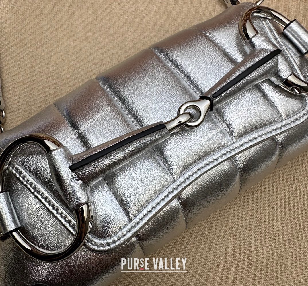 Gucci Horsebit Chain small shoulder bag 764339 quilted leather Silver (dlh-23111417)